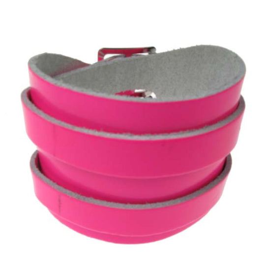 WB329B 4 ROW WIDTH, WRAP ROUND WB Leather Wristband - F.Pink