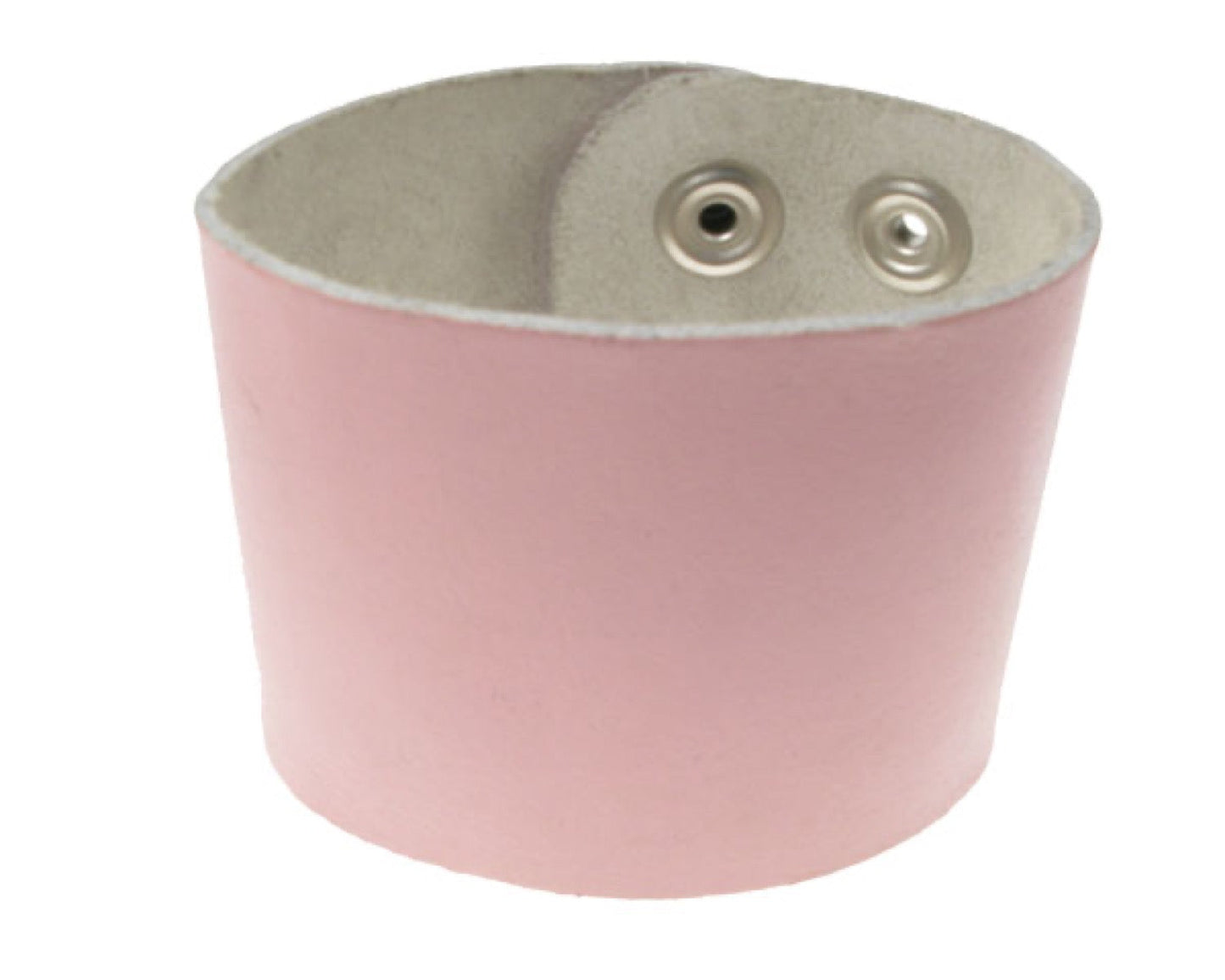 WB331 PLAIN WITH POPPER WB Leather Wristband - Baby Pink