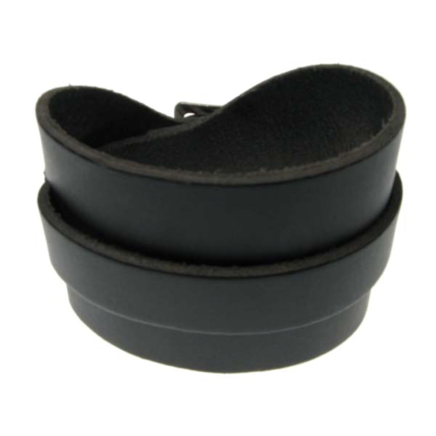 WB332B 3 ROW PLAIN SINGLE WRAP ROUND WB Leather Wristband - Black
