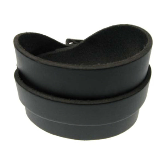WB332B 3 ROW PLAIN SINGLE WRAP ROUND WB Leather Wristband - Black