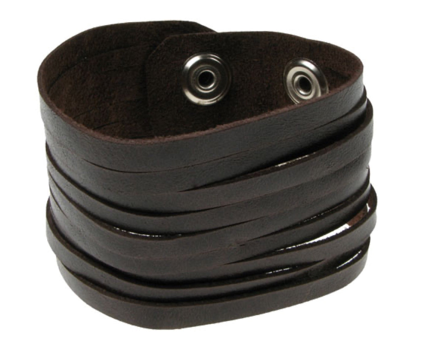WB341 40MM SOFT LEATHER CUT Leather Wristband - Brown