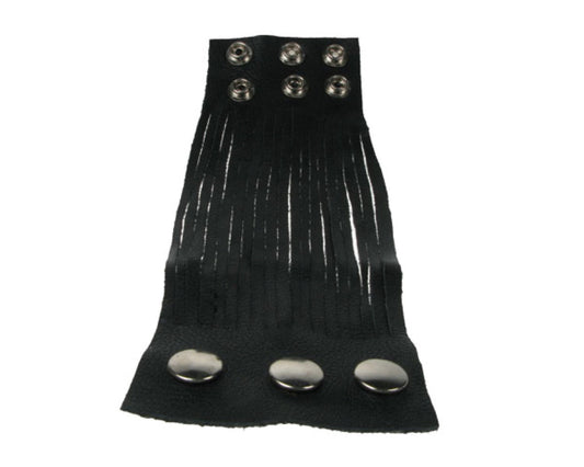 WB342 75MM SOFT LEATHER CUT Leather Wristband - Black