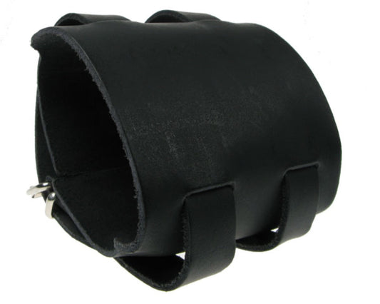 WB347 7 ROW PLAIN WRAP ROUND WB MATT Leather Wristband - Black
