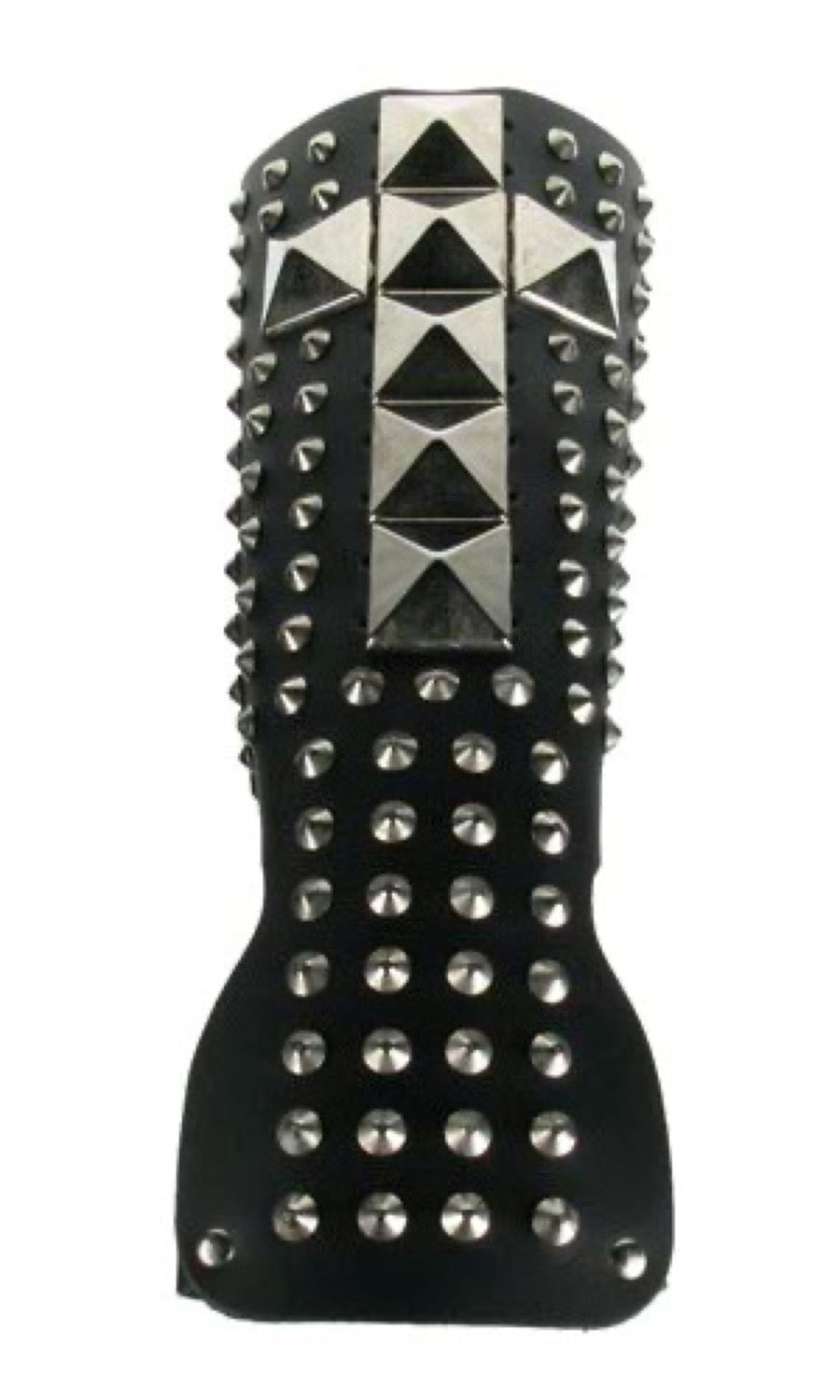WB368 GAUNTLET W/ CONCALS AND LARGE PYRAMID CRUCIFIX LEATHER ARMBAND/LEATHER GAUNTLET/LEATHER WRISTBAND