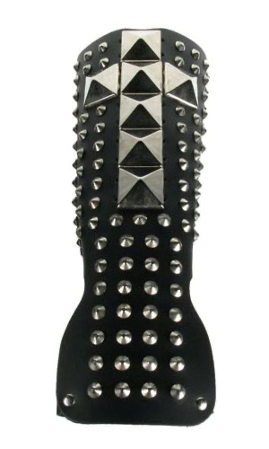 WB368 GAUNTLET W/ CONCALS AND LARGE PYRAMID CRUCIFIX LEATHER ARMBAND/LEATHER GAUNTLET/LEATHER WRISTBAND