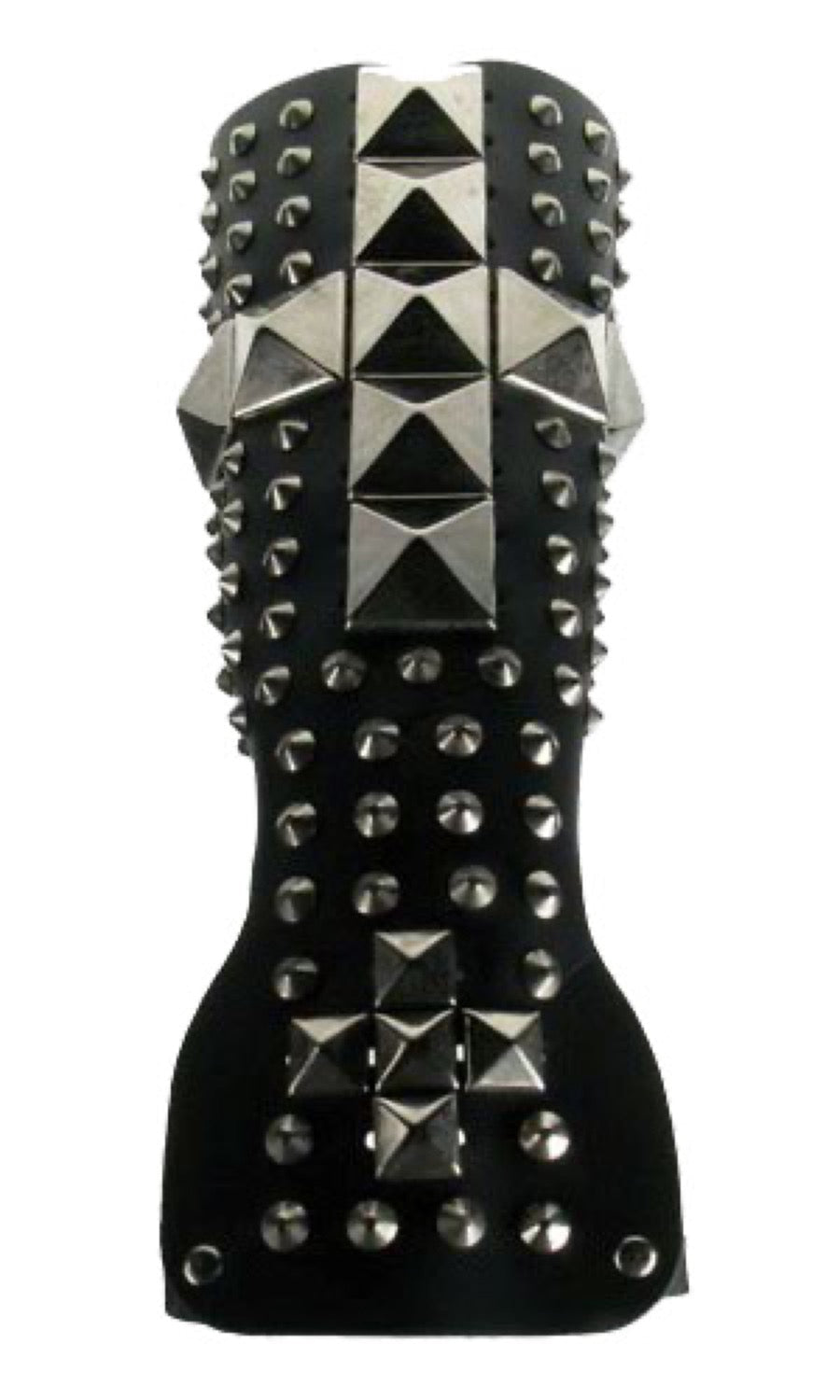 WB372 Conical Gauntlet with Large Pyramid Cross Leather Wristband