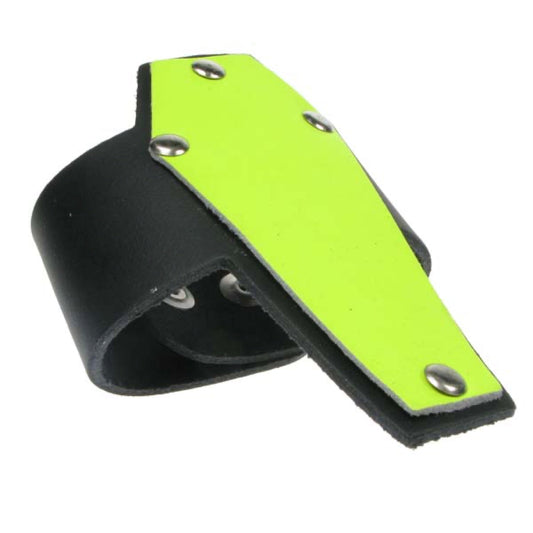 WB390C COFFIN WB, BUTTONED Leather Wristband - Black / F.Yellow