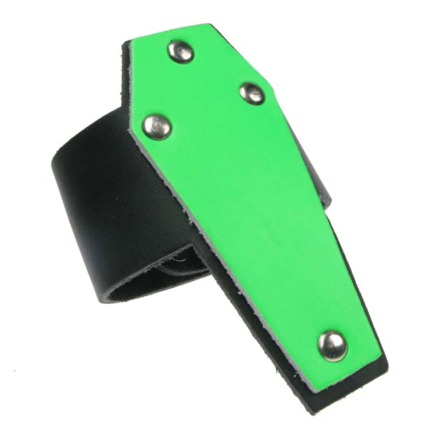 WB390D COFFIN WB, BUTTONED Leather Wristband - Black / F.Green