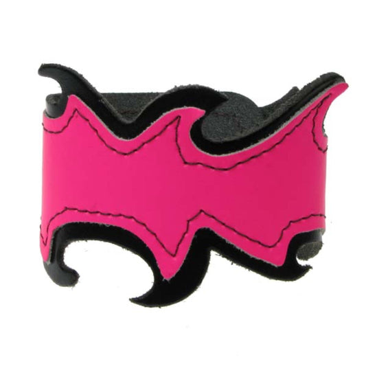 WB402C DOUBLE LAYER WB, FIRE DESIGN BUTTONED Leather Wristband - Pink / Black