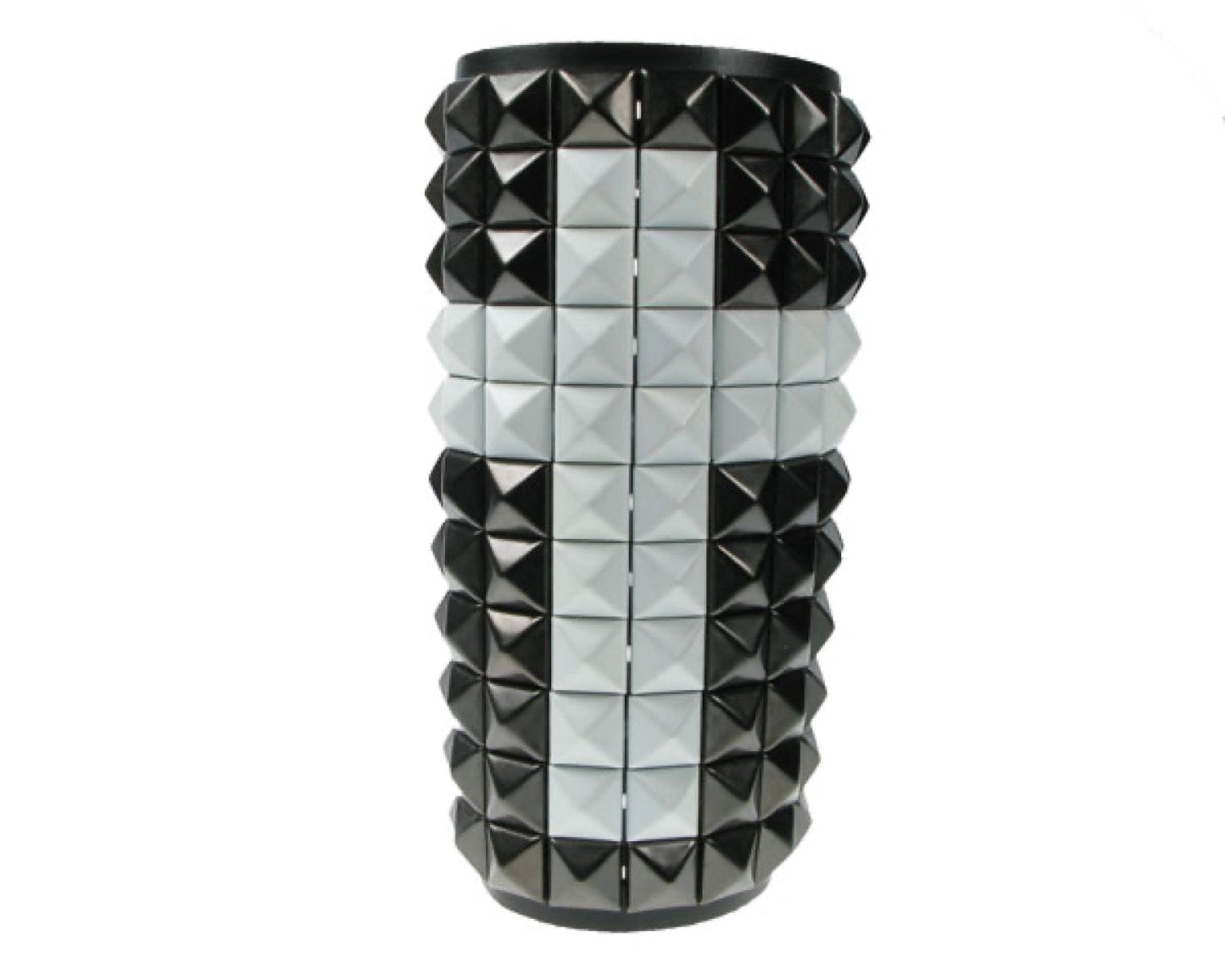 WB407 11 Row Black Pyramid with White Cross Pyramid Armband Leather Gauntlet Leather Wristband