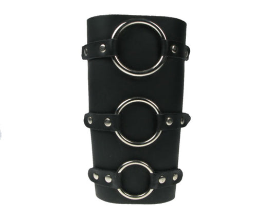 WB413 11 ROW WIDTH, SMALL, MEDIUM AND LARGE RING LEATHER ARMBAND/LEATHER GAUNTLET/LEATHER WRISTBAND