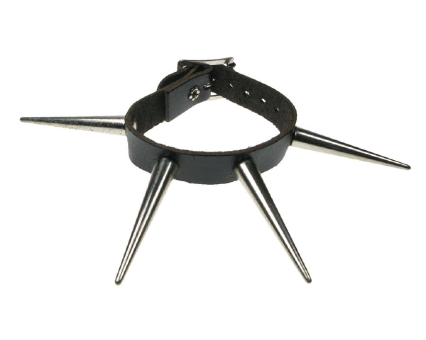 WB429 1 ROW LARGE CONE SPIKE Leather Wristband - Black