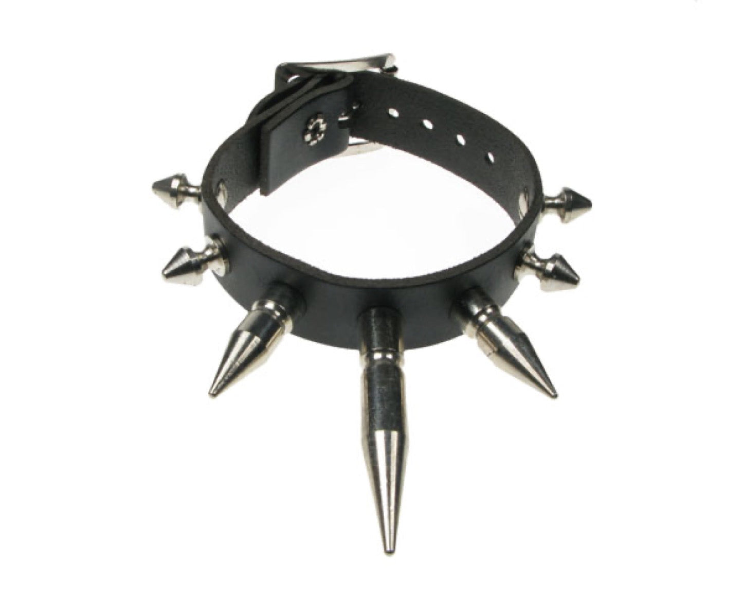 WB431 1 ROW S/M/L SPIKE Leather Wristband - Black