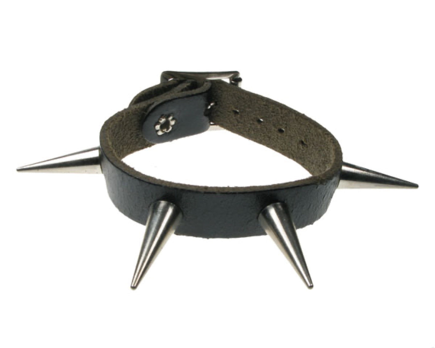 WB443 1 ROW MEDIUM CONE Leather Wristband - Black