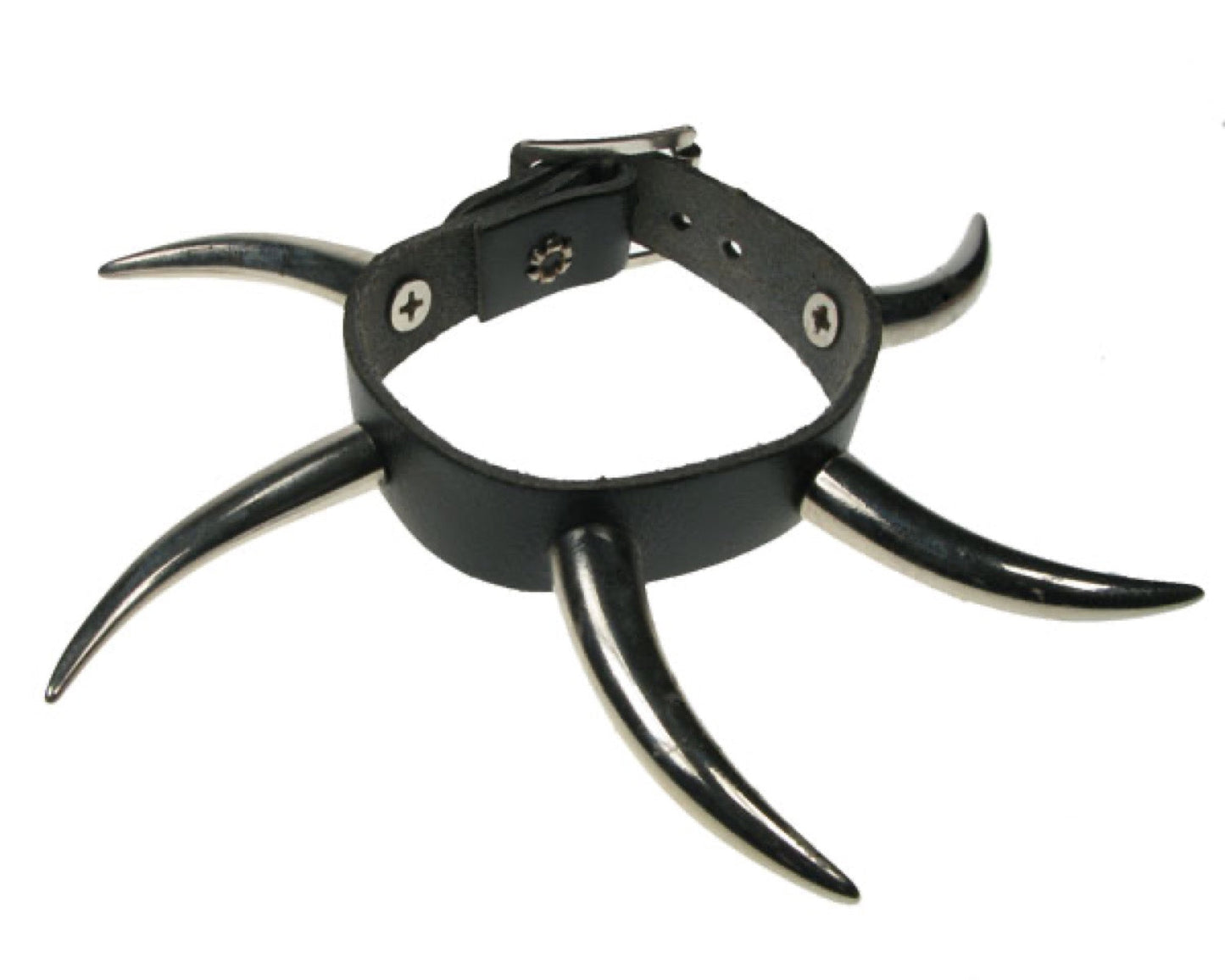 WB472 1 ROW LARGE TUSK Leather Wristband - Black