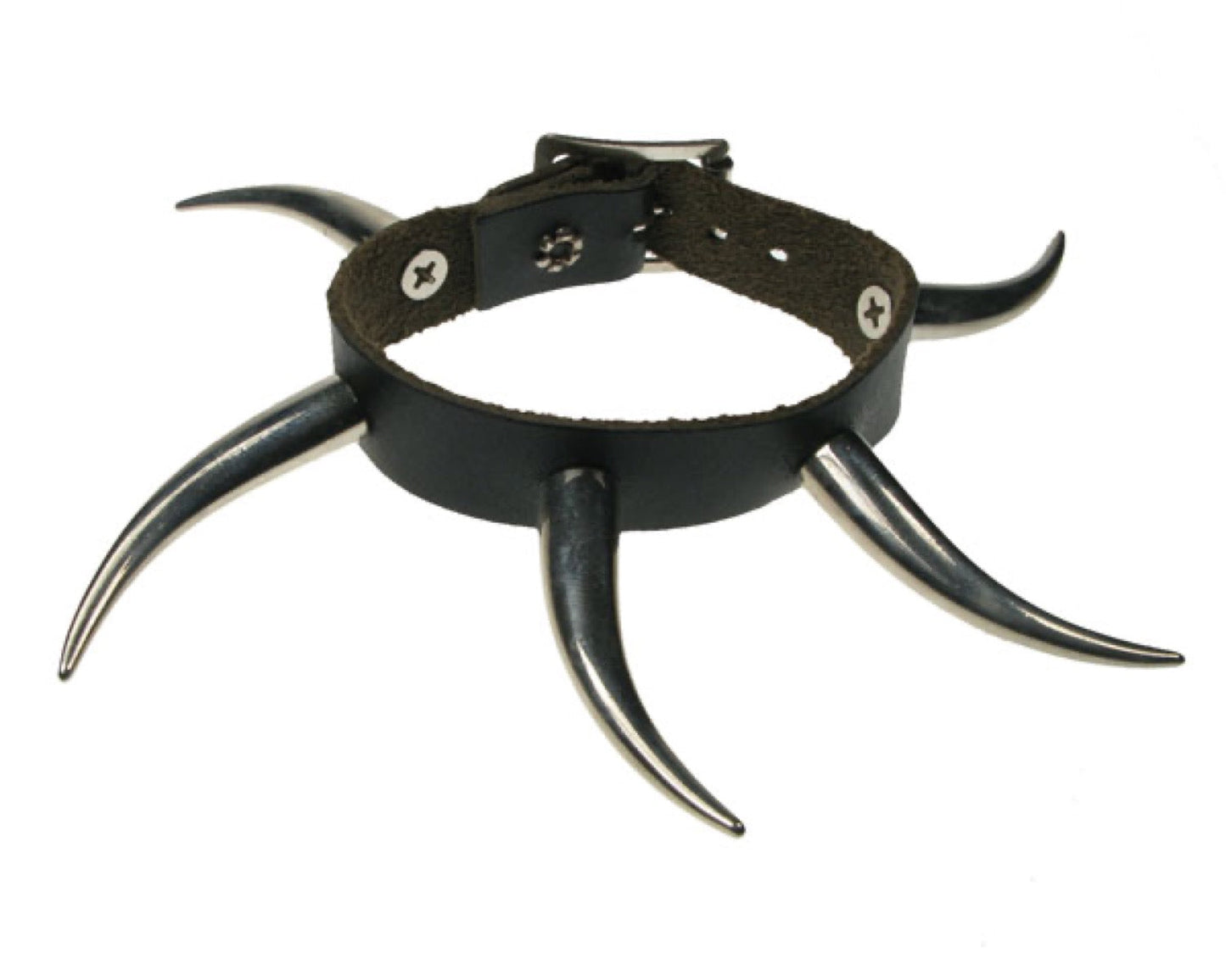 WB473 1 ROW LARGE TOOTH Leather Wristband - Black