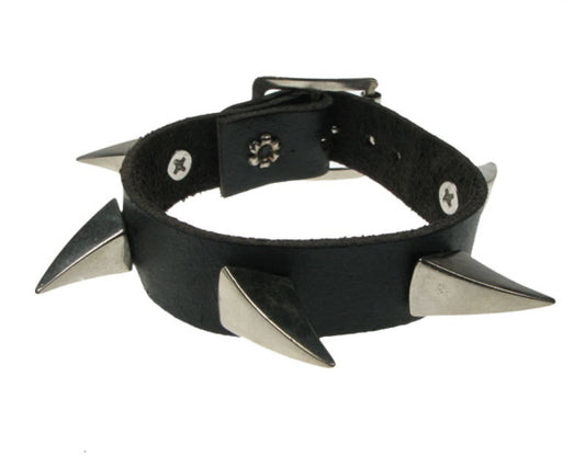 WB488 1 ROW SMALL CLAW Leather Wristband - Black