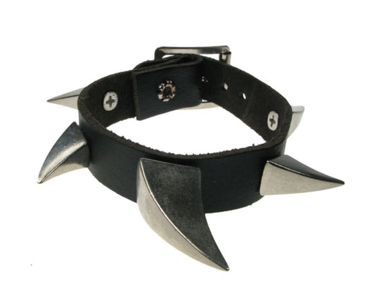 WB489 1 ROW Small and Medium CLAW WB Leather Wristband - Black