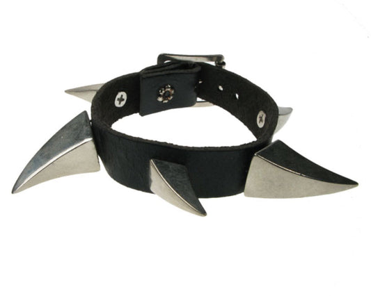 WB490 1 ROW Medium and Small CLAW WB Leather Wristband - Black