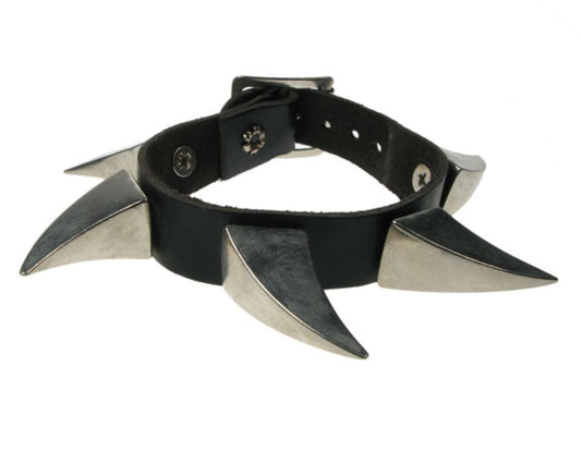 WB491 1 ROW MEDIUM CLAW  WB Leather Wristband - Black