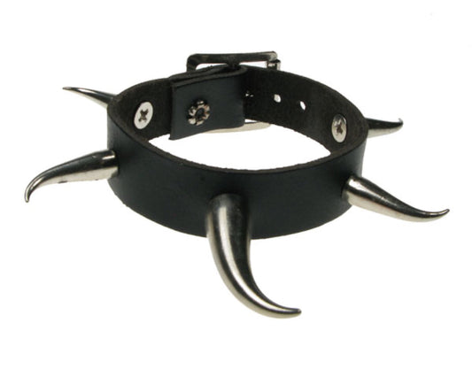 WB493 1 ROW Small and Medium TUSK Leather Wristband - Black