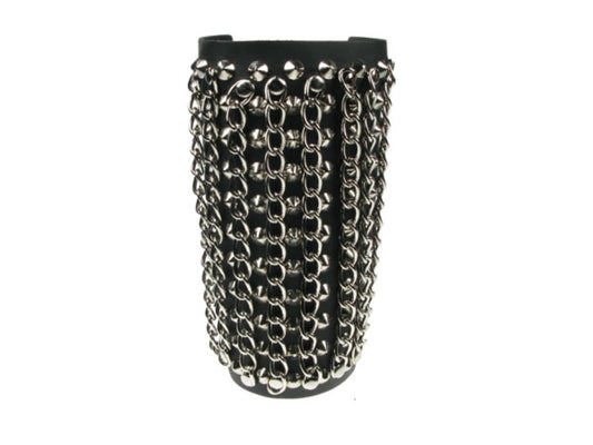 WB506 11 ROW CONICAL W/ CHAIN LEATHER ARMBAND/LEATHER GAUNTLET/LEATHER WRISTBAND