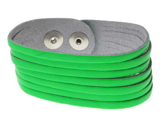 WB529 2 Row width F. GREEN W/ 7 CUTS IN MIDDLE Leather Wristband (Buttoned) - F.GREEN