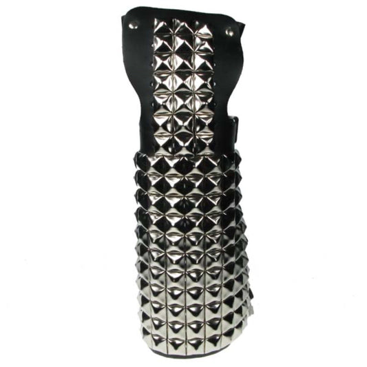 WB591 Pyramid gauntlet Leather Wristband - Black
