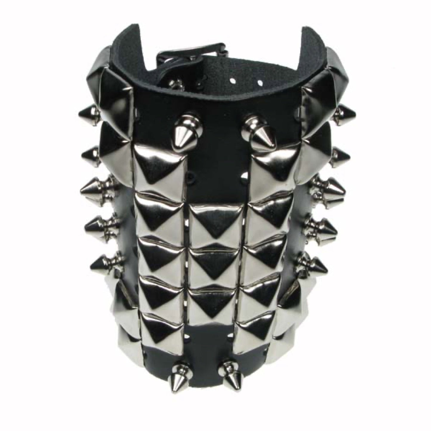 WB625 Pyramid and Spike Cross Armband Nickel Plated LEATHER ARMBAND/LEATHER GAUNTLET/LEATHER WRISTBAND