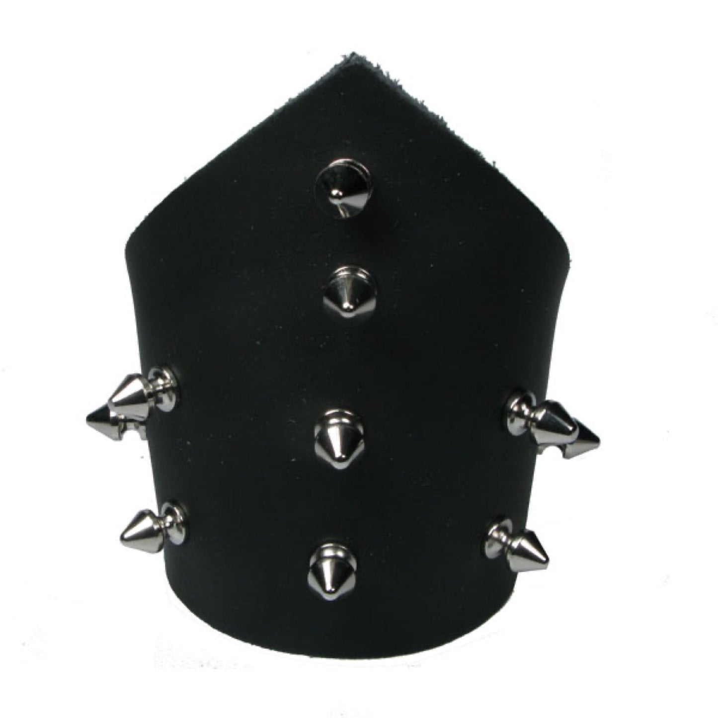 WB633 Point Ended with Spike - Black    Leather Wristband