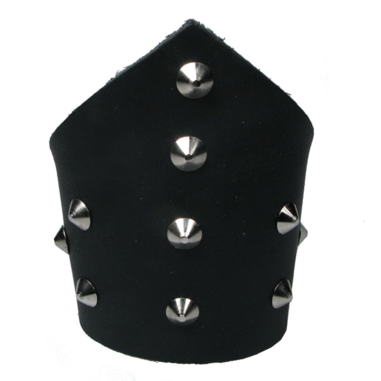 WB634 Point Ended with Conical - Black    Leather Wristband