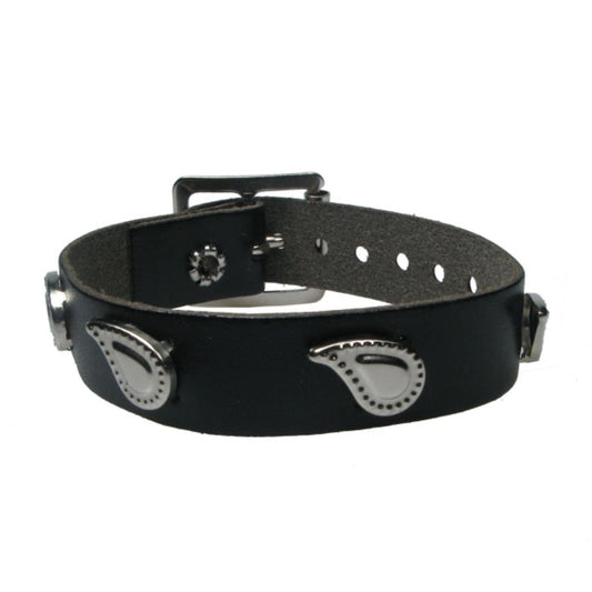 WB670 1 Row Raindrop Fitting - Black  Leather Wristband