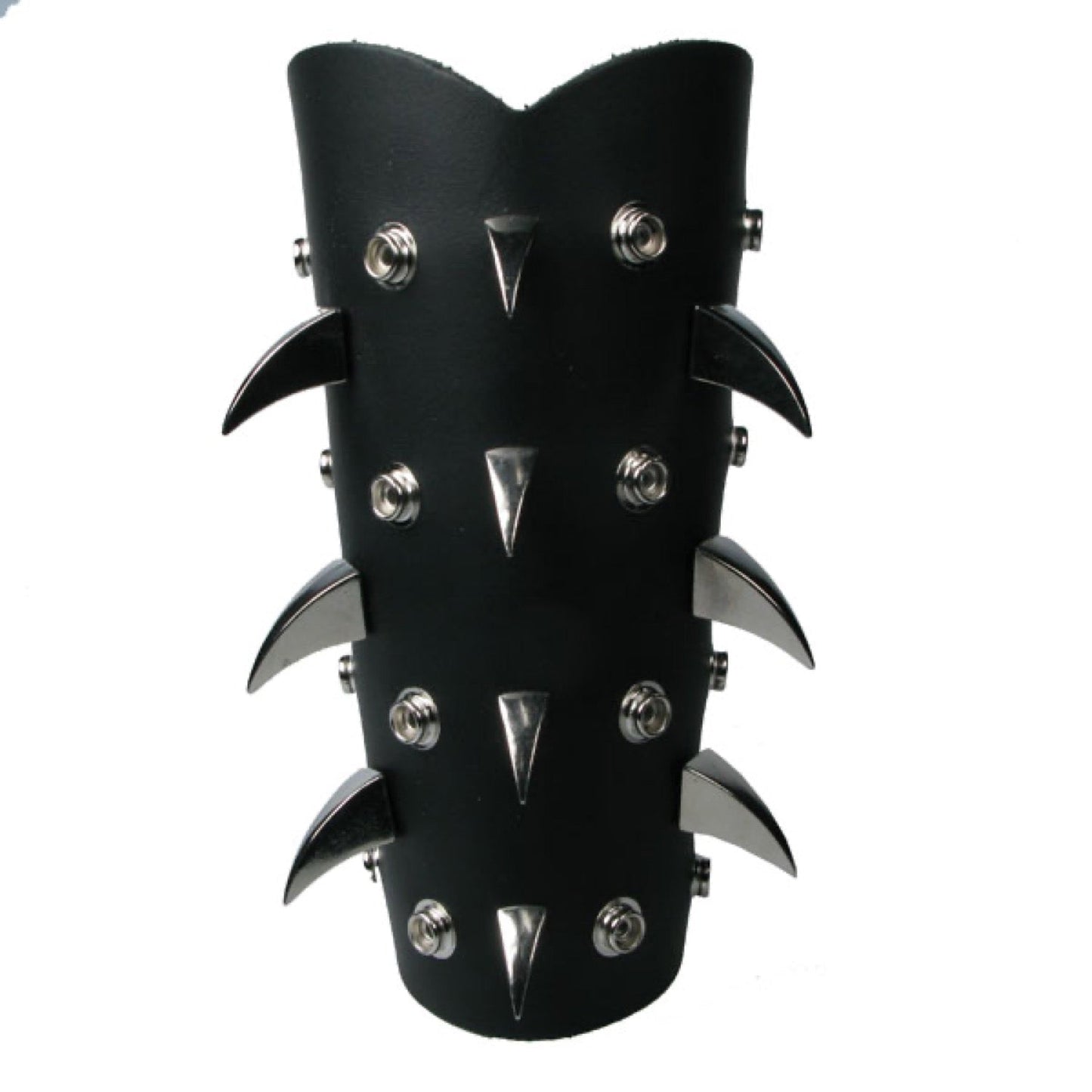 WB685 Large Sabretooth and Button Part Fitting Gauntlet - Black  Leather Wristband