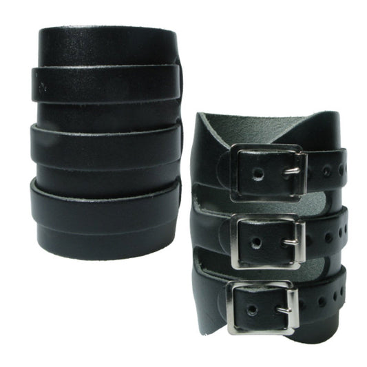 WB695 Triple Wraparound Wristband - Black  Leather Wristband