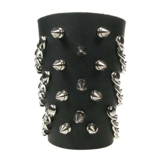 WB724 Mixed Spike and Chain Leather Wristband