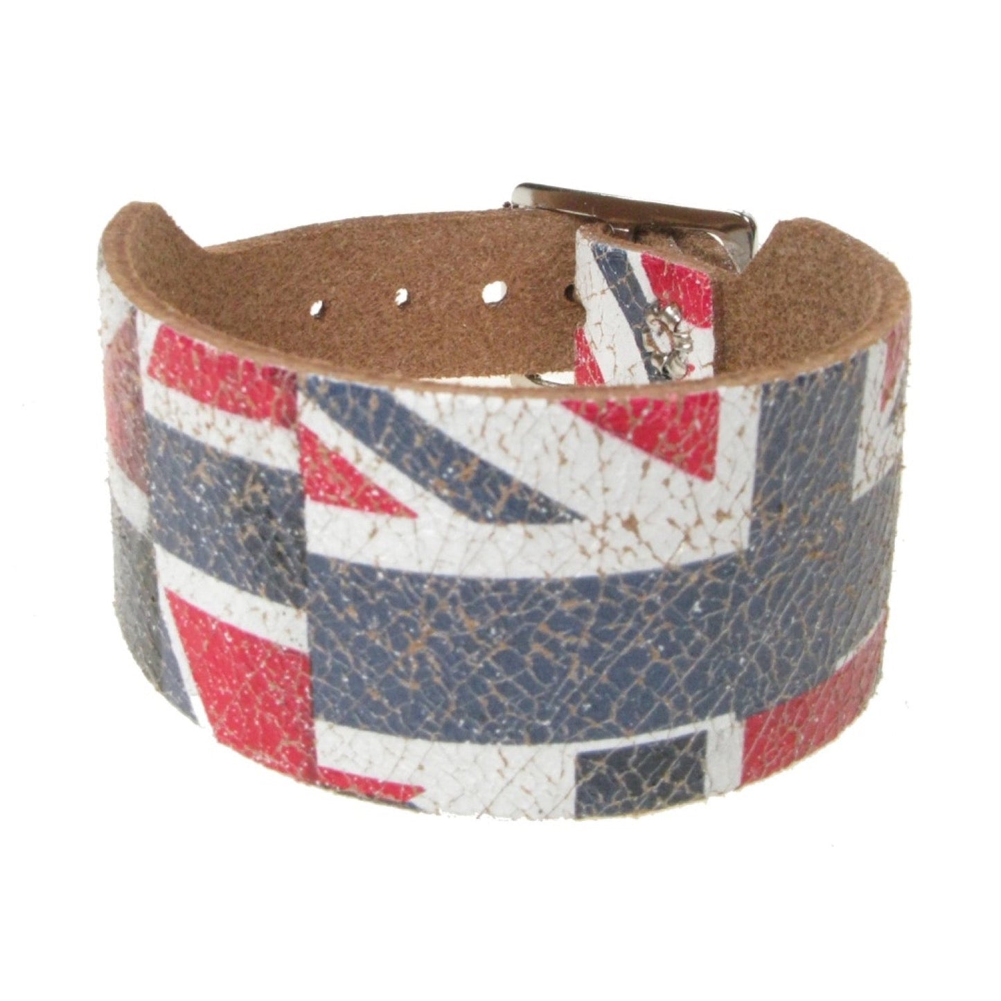 WB727 2 Row Union Jack Leather Wristband