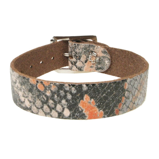 WB746 1 Row Orange Snakeskin Leather Wristband