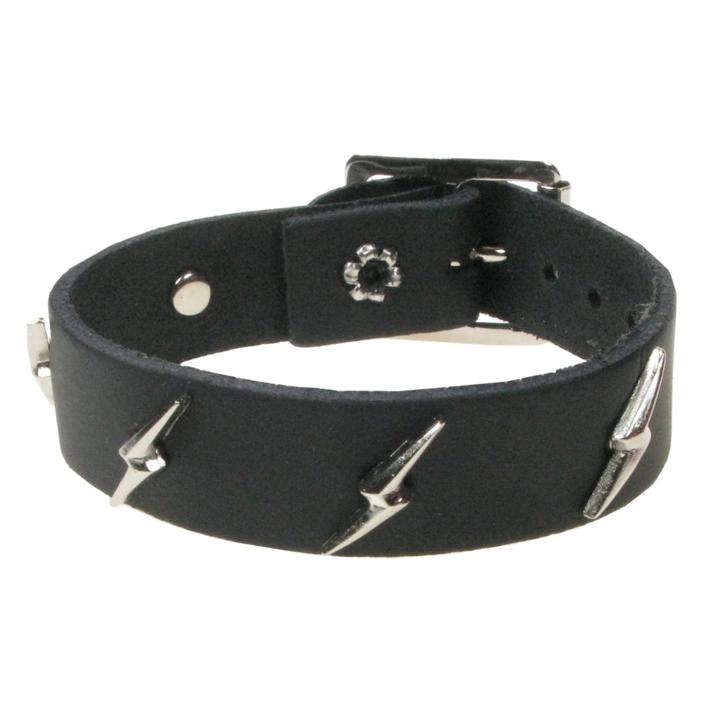 WB749 1 Row Lightning Leather Wristband - Black  Leather Wristband